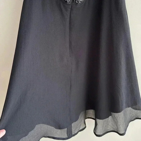 H&M Black Gothic Y2K Halter Swing Dress with Silver Chain Braided Waist,Size 10 - Picture 15 of 16